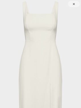 NWT Aritzia Babaton 90’s Slit Satin Midi Dress 8 Matte Pearl Ivory